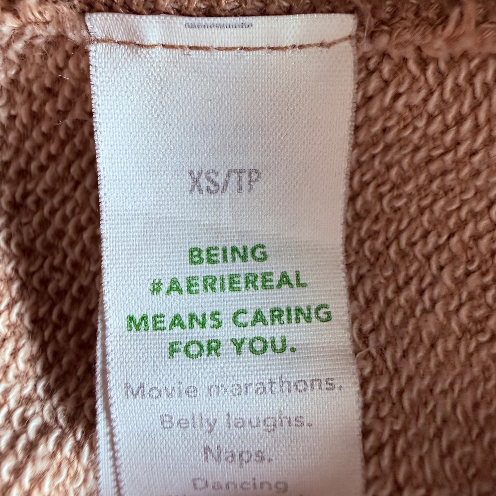 Aerie Vacay Everyday Women XS Oversized V-Neck Sweatshirt Terracotta Slouchy - Picture 9 of 10